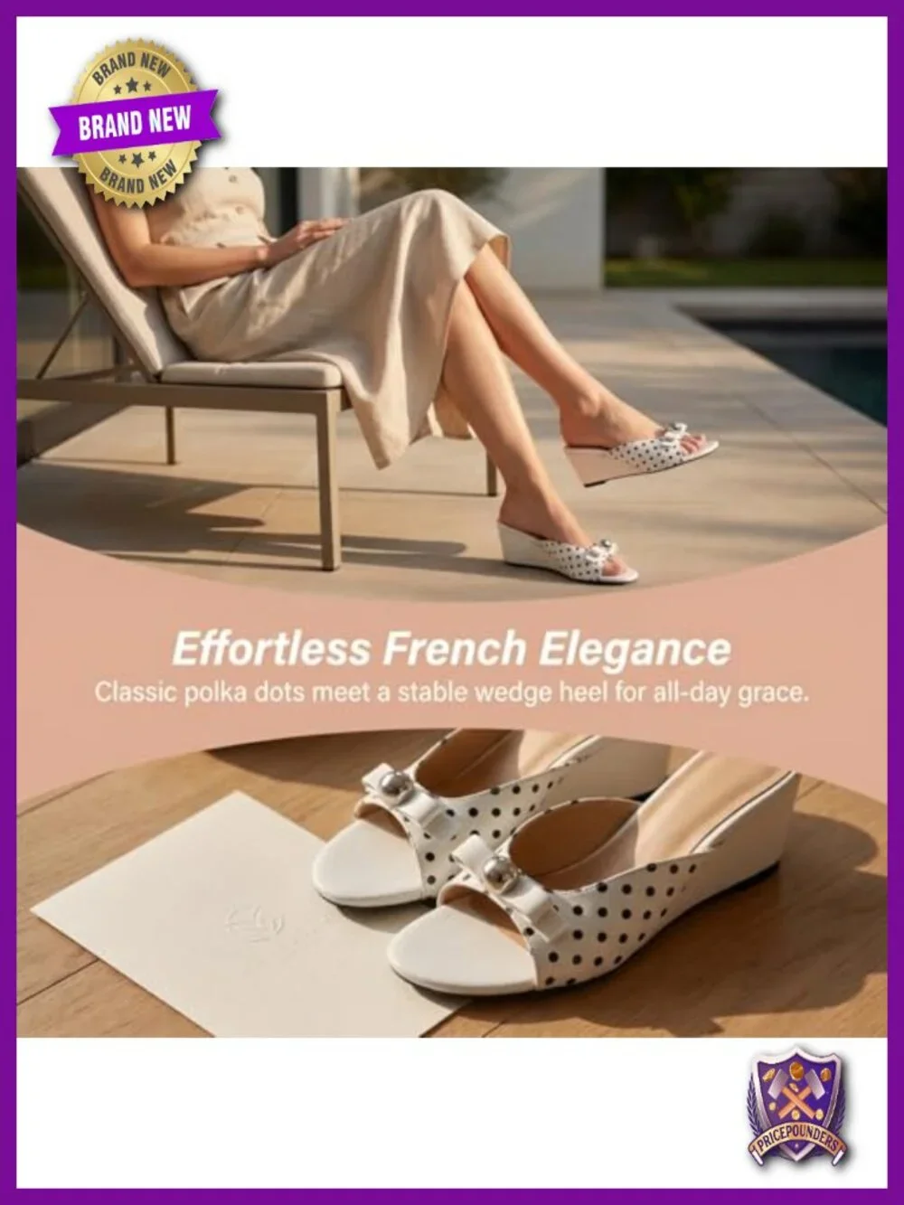 Wedge Polka Dot Sandals Bow Metal Chunky Heel Mule Slides